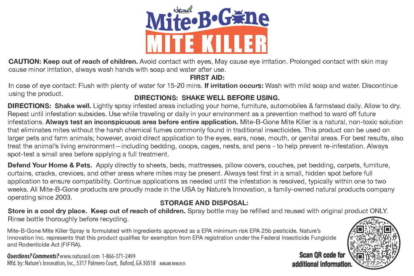 Spray Killer de mite-b-gone 1 galón