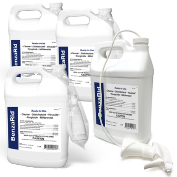 BenzaRid Hospital Grade Cleaner - Disinfectant, Virucide, Fungicide - (4) 1 Gallon