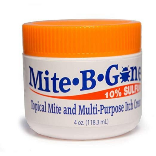 Mite-B-Gone 10% Crema de Azufre (4oz) | Alivio de la picazón causada por ácaros, picaduras de insectos, acné y hongos