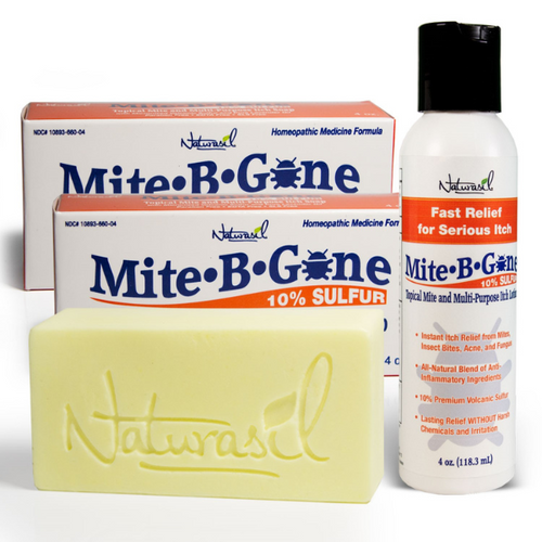 Mite-B-Gone 10% Sulfur 4oz Lotion + 2 Soap Bundle