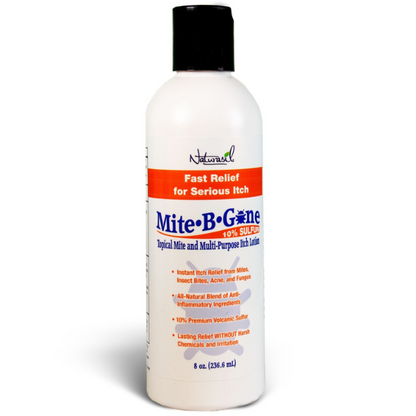 Mite-B-Gone 10% Sulfur Lotion (4oz) | Itch Relief from Mites, Insect Bites, Acne, and Fungus