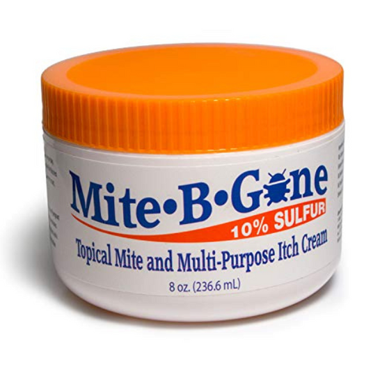 Mite-B-Gone 10% Crema de Azufre (8oz) | Alivio de la picazón causada por ácaros, picaduras de insectos, acné y hongos
