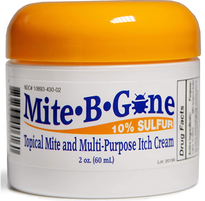 Mite-B-Gone 10% Crema de Azufre (2oz) | Alivio de la picazón causada por ácaros, picaduras de insectos, acné y hongos