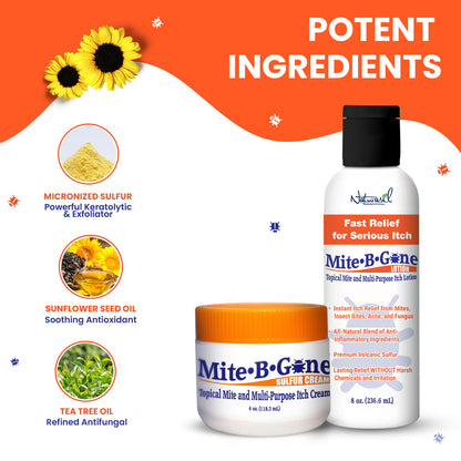 Mite-B-Gone Sulfur Lotion (8oz) | Itch Relief from Mites, Insect Bites, Acne, and Fungus