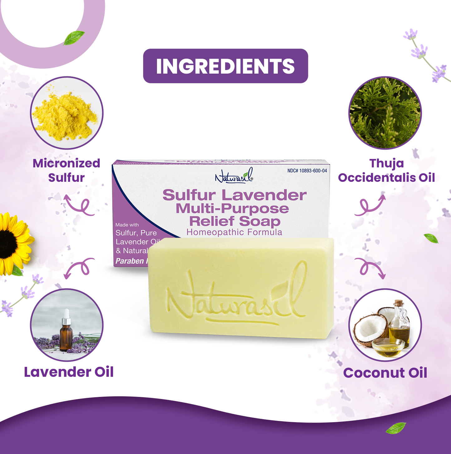 Premium Sulfur Lavender Soap | 10% Sulfur Advanced Cleansing Bar 4oz (6 - Pack)