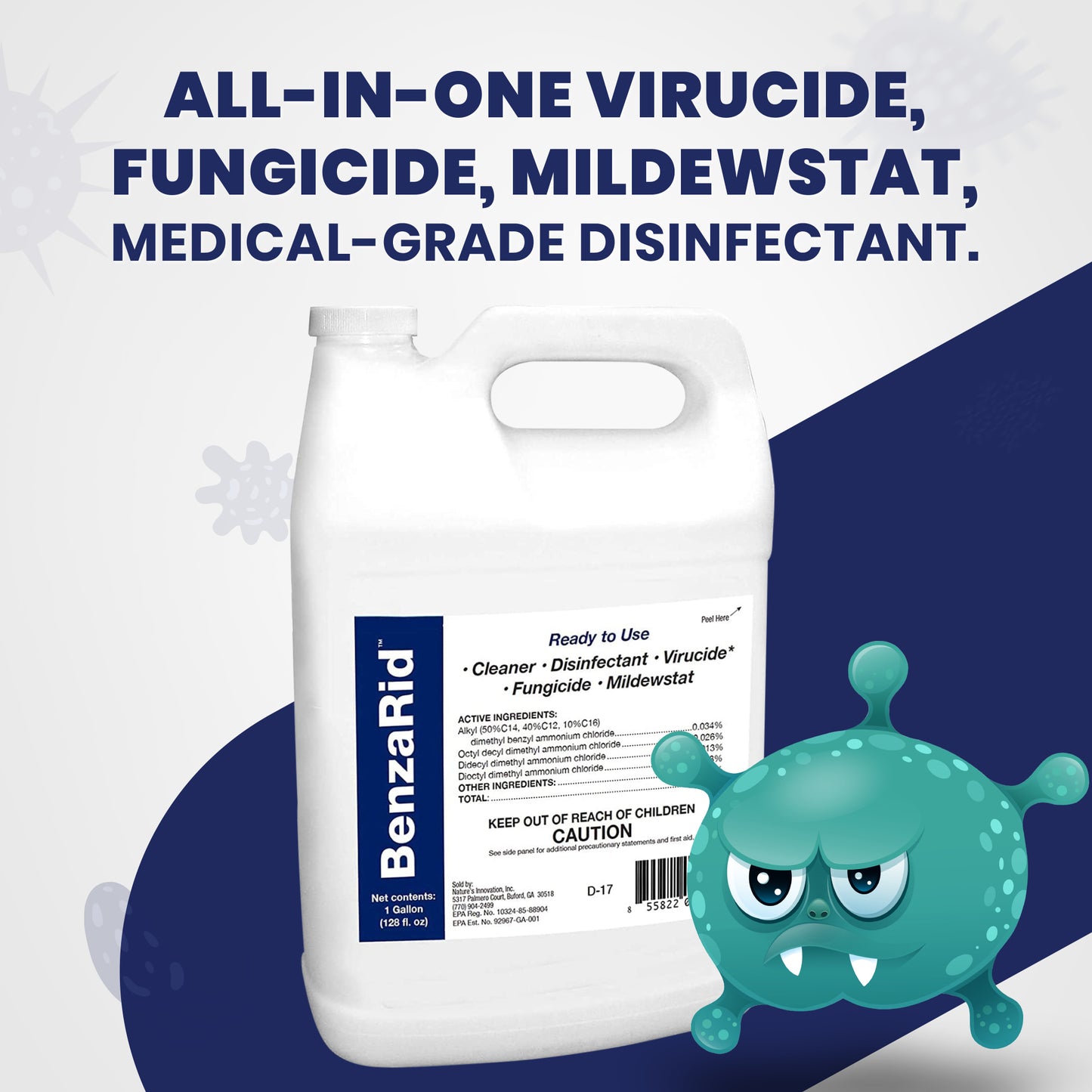 BenzaRid Hospital Grade Disinfectant (1 Gallon) | EPA Registered