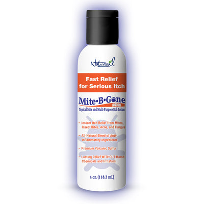 Mite-B-Gone Sulfur Lotion (4oz) | Itch Relief from Mites, Insect Bites, Acne, and Fungus
