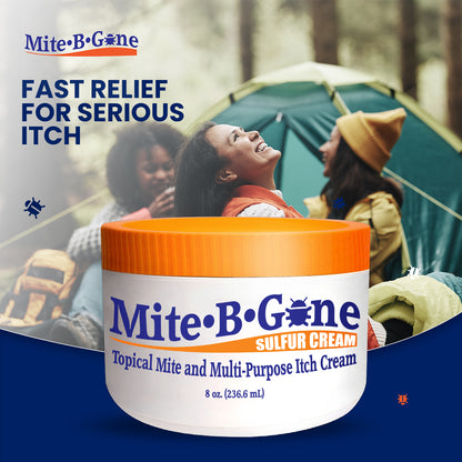 Mite-B-Gone Sulfur Cream (8oz) | Itch Relief from Mites, Insect Bites, Acne, and Fungus