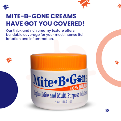 Mite-B-Gone 10% Sulfur Cream (4oz) | Itch Relief from Mites, Insect Bites, Acne, and Fungus