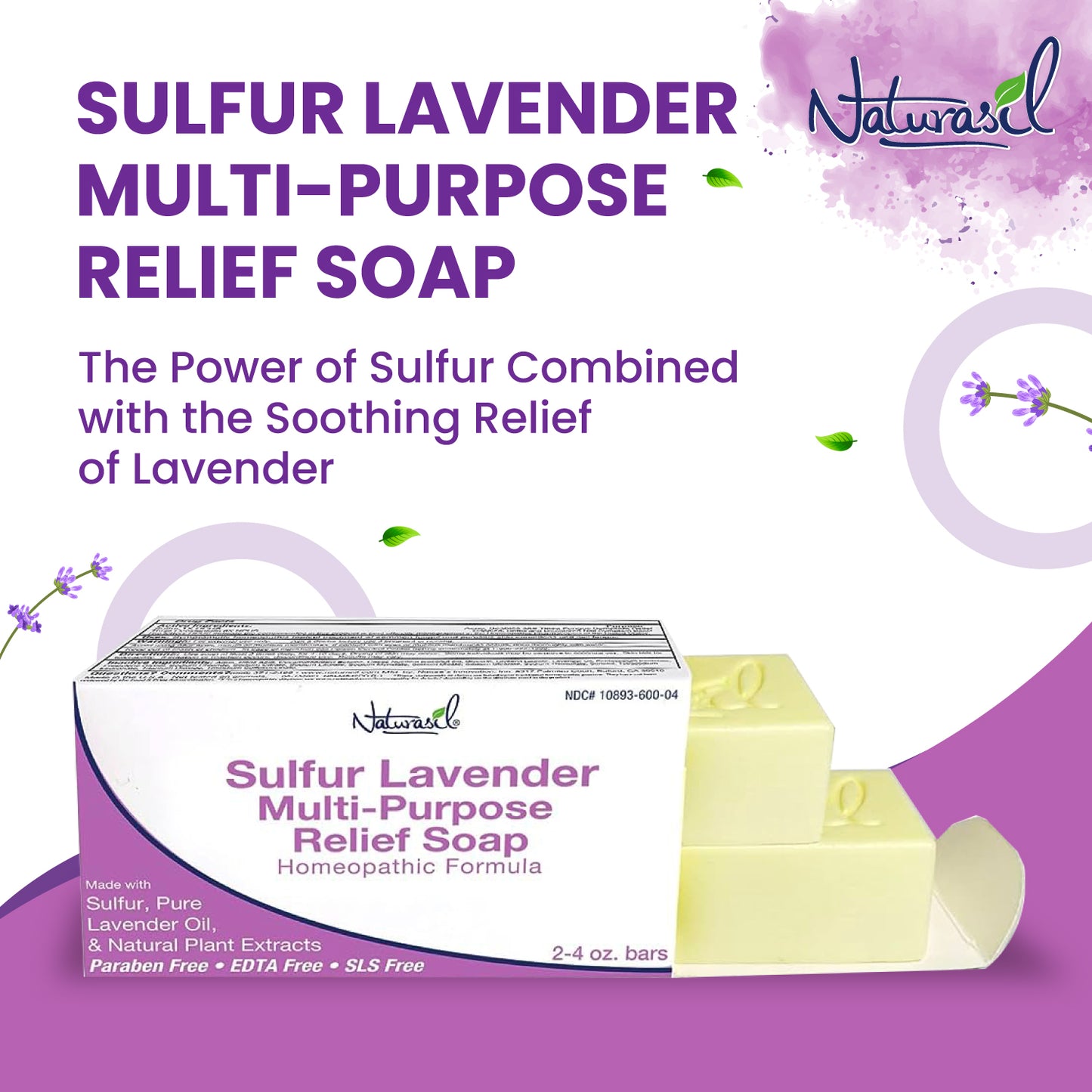 Premium Sulfur Lavender Soap | 10% Sulfur Advanced Cleansing Bar 4oz (2 - Pack)