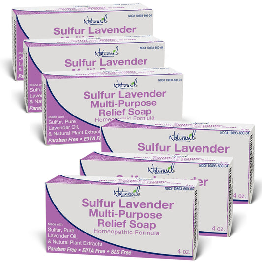 Jabón de lavanda de azufre premium | Barra de limpieza avanzada de azufre 4 oz (6 - paquete)