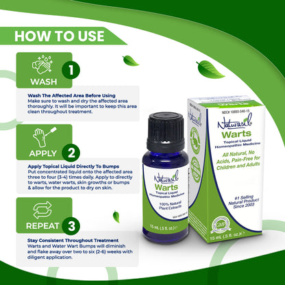Wart Remover | Natural Homeopathic Topical Liquid | Painless and Iodine-Free