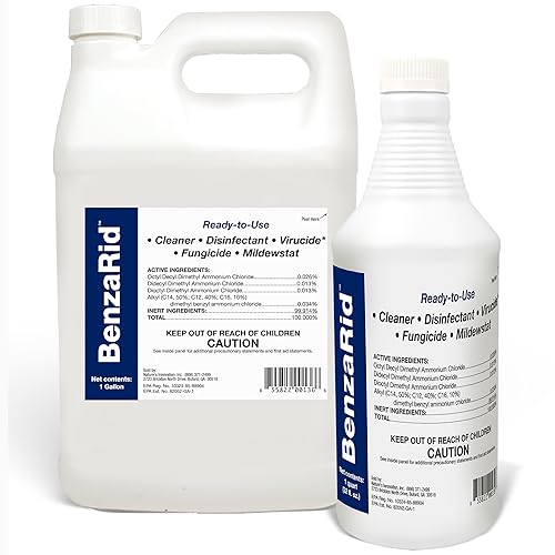 BenzaRid Pro Mold Killer | Multi-Purpose Fungicide, MildewStat & Disinfectant | EPA Registered | 1 Gal + 32oz
