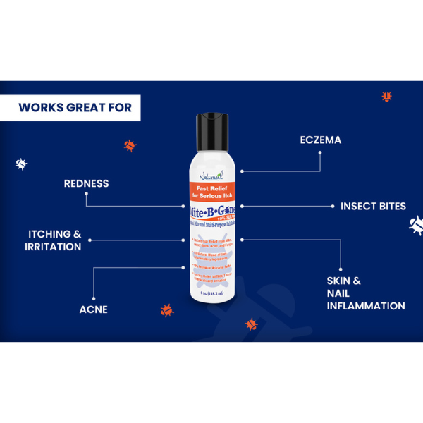 Mite-B-Gone 10% Sulfur Lotion (4oz) | Itch Relief from Mites, Insect Bites, Acne, and Fungus