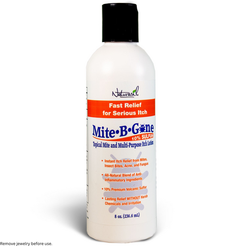 Mite-B-Gone 10% Sulfur Lotion (8oz) | Itch Relief from Mites, Insect Bites, Acne, and Fungus
