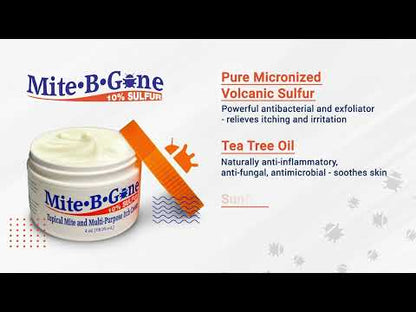 Mite-B-Gone 10% Sulfur Cream (2oz) | Itch Relief from Mites, Insect Bites, Acne, and Fungus