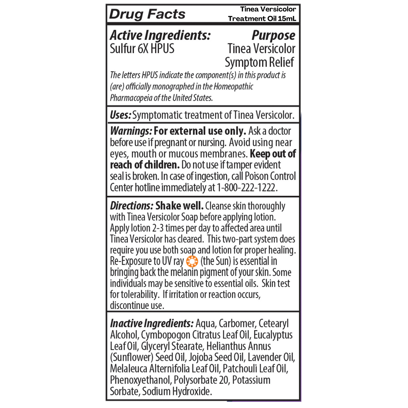 Naturasil Tinea Versicolor Liquid Treatment Also Helps Eliminate Candida & Onychomycosis 15 mL