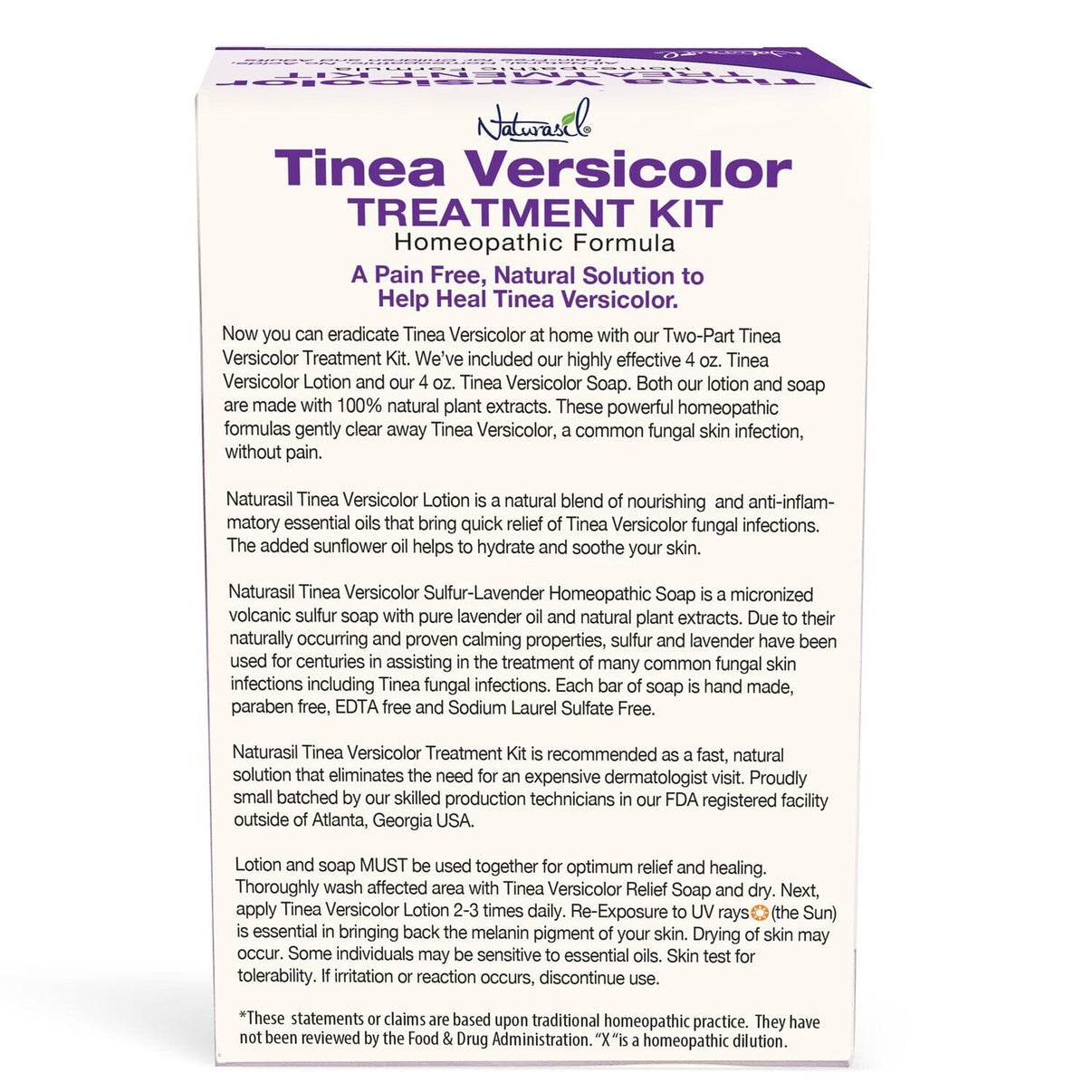 Naturasil Tinea Versicolor Treatment Kit 4oz Tinea Versicolor 10 Sulfur Medicated Soap & 4oz