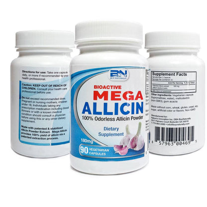 Mega Allicin 100% Allicin from Premium Garlic - 90 Count - Naturasil