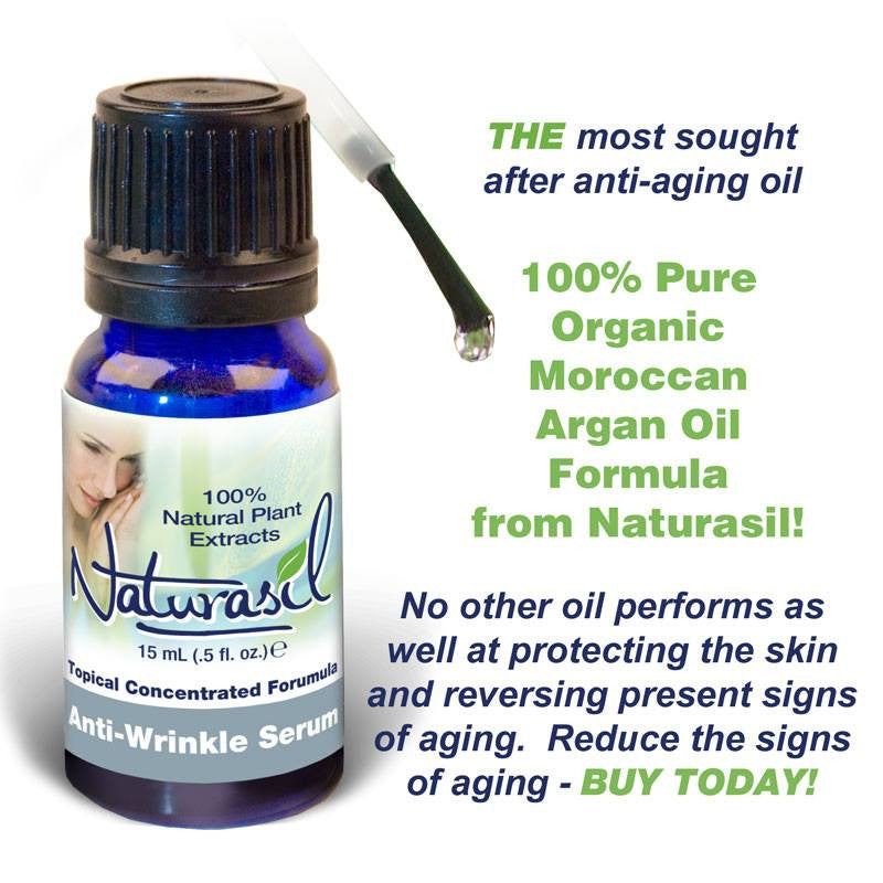 Anti-Wrinkle Serum with Organic Moroccan Argan Oil - 15 ml Bottle - Naturasil